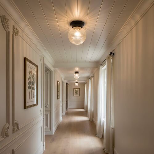 出口美式棱纹玻璃走廊阳台吸顶灯复古中古入户玄关过道灯卧室灯具 - 图0