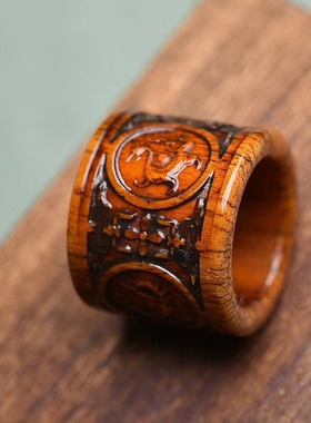 文玩玄阴四象回流天然西藏老牦牛骨扳指指环男女款饰品戒子跑环