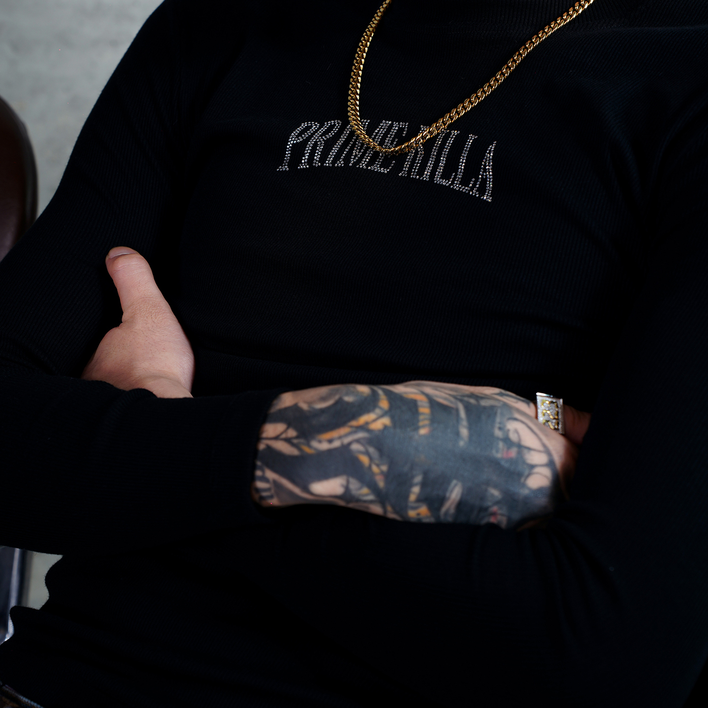 TGFCLUB 殺PRIME KILLA美式街头嘻哈烫钻弹力基础修身打底长袖T恤 - 图3