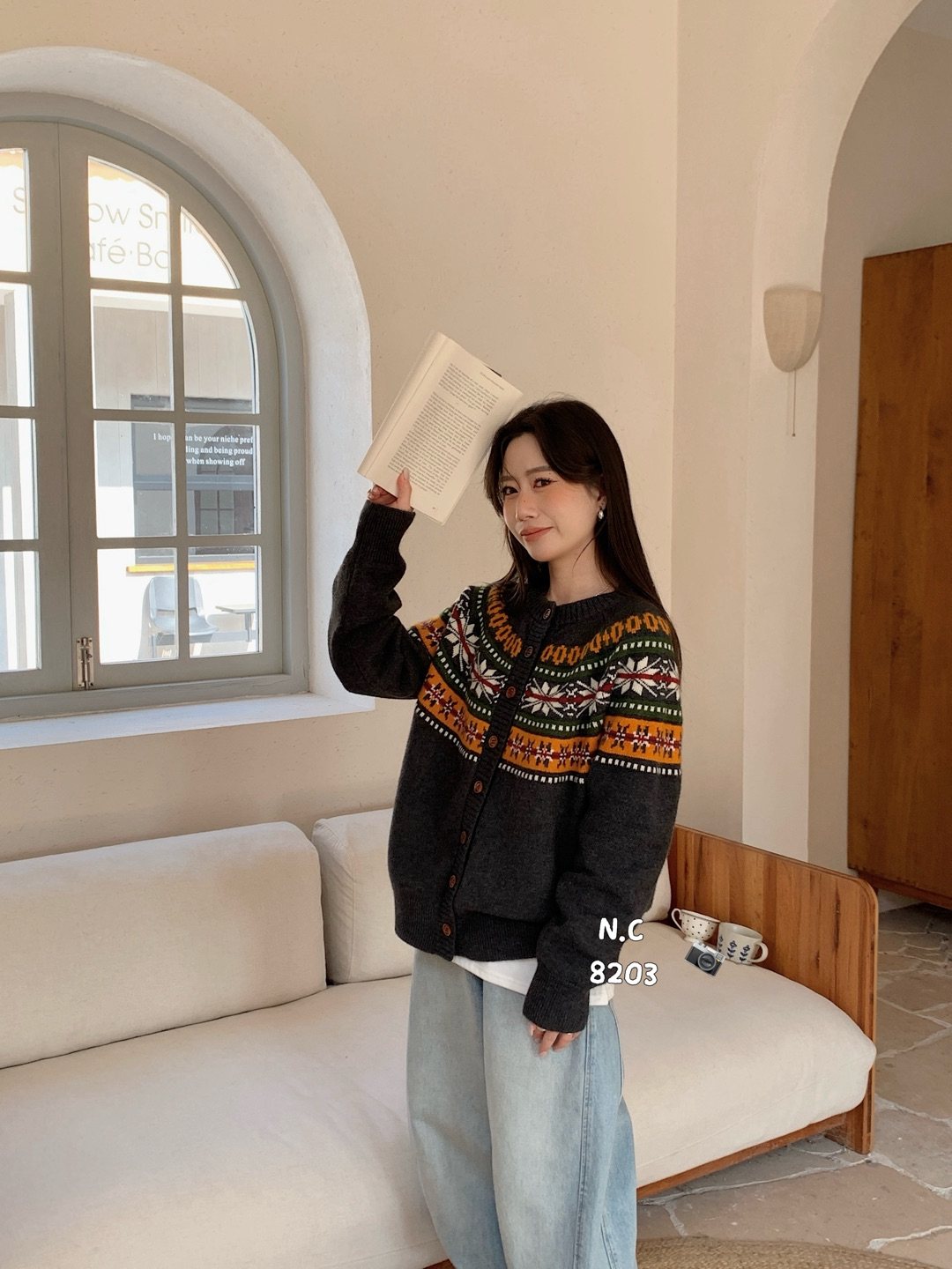 2025复古慵懒风费尔岛圣诞红色毛衣女秋冬减龄休闲针织衫毛衣上衣,淘宝优惠券,粉丝福利购,淘宝优惠卷