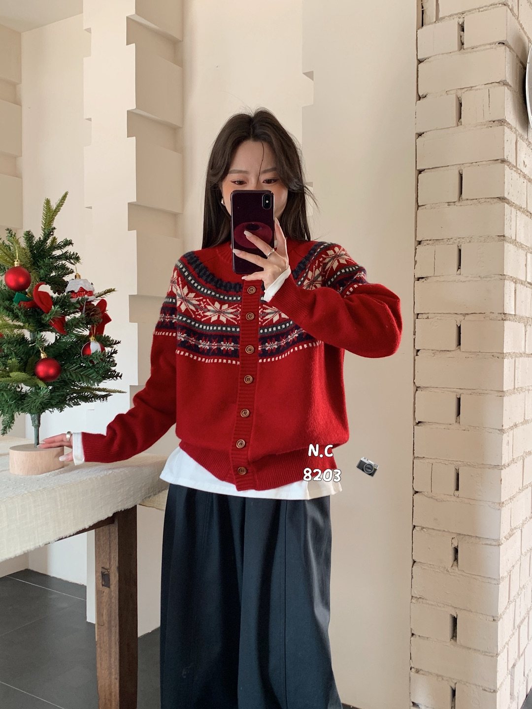 2025复古慵懒风费尔岛圣诞红色毛衣女秋冬减龄休闲针织衫毛衣上衣,淘宝优惠券,粉丝福利购,淘宝优惠卷
