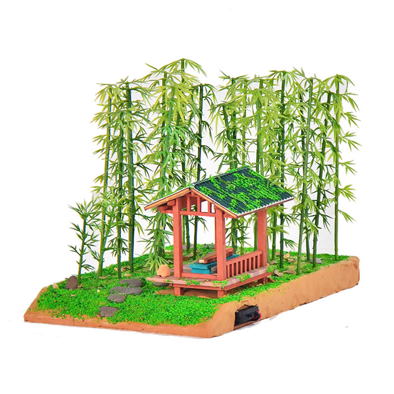 文创中国风小屋竹里馆diy手工制作木亭子竹林场景模型书架摆件