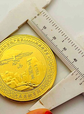 旅游镀金山东泰山纪念章金币币