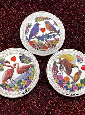 心形火烈鸟祝福摆件硬币纪念币