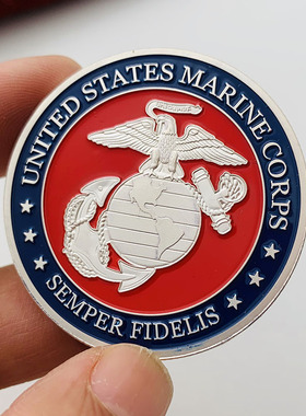 海军镀银魔狗创意硬币礼物币