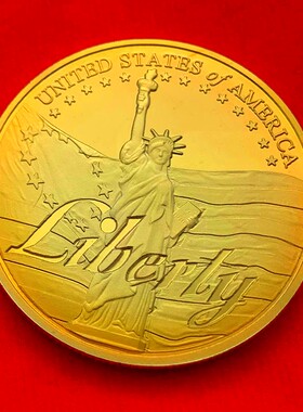 美国自由女神镀银纪念章 工艺单手把玩创意币摆件硬币金币纪念币