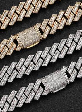 欧美新款18mm翻盖菱形古巴链方圆