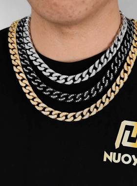 欧美跨境12mm不锈钢嘻哈项链CNC