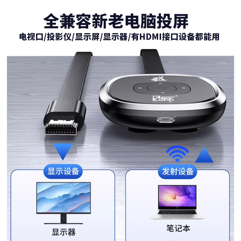 三堡4K高清横竖屏hdmi音视频同屏传输器 手机无线投屏器 适用苹果安卓华为手机电脑接电视显示器投影仪