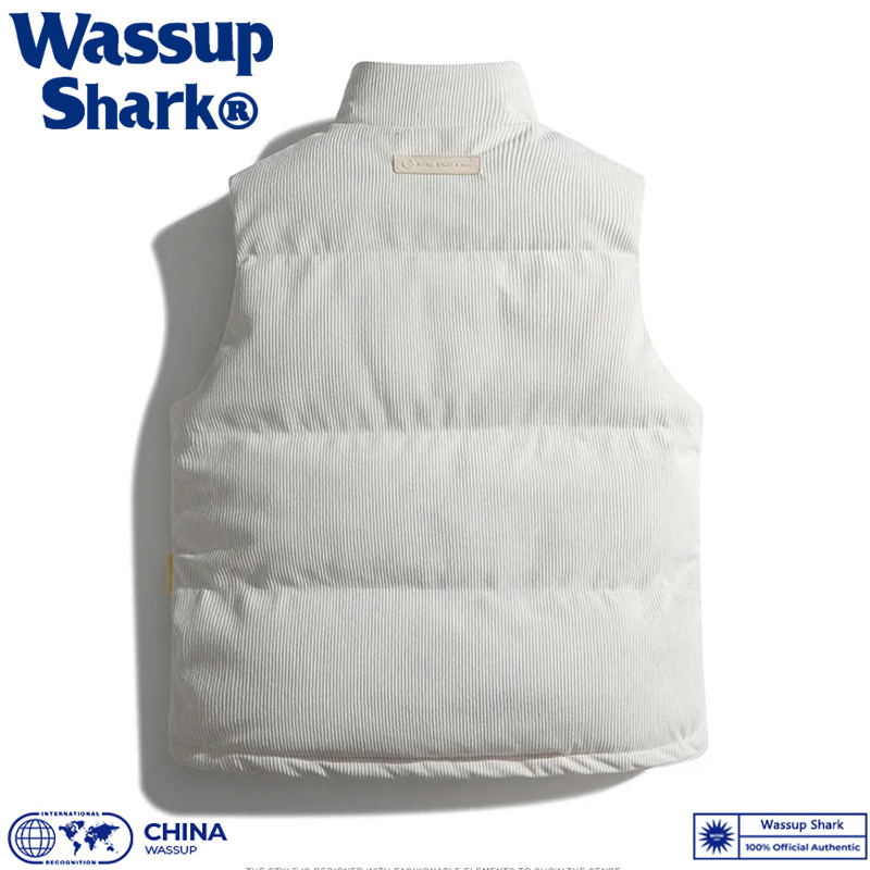 Wassup Shark羽绒棉马甲秋冬季男女情侣款外穿灯芯绒加厚保暖背心 - 图2