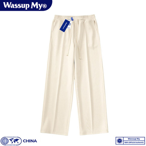 Wassup My国潮裤子男春秋季宽松直筒阔腿百搭休闲运动长裤卫裤 - 图1