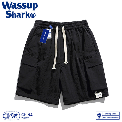 WassupShark工装短裤男士夏季冰丝速干薄款运动休闲沙滩裤五分裤