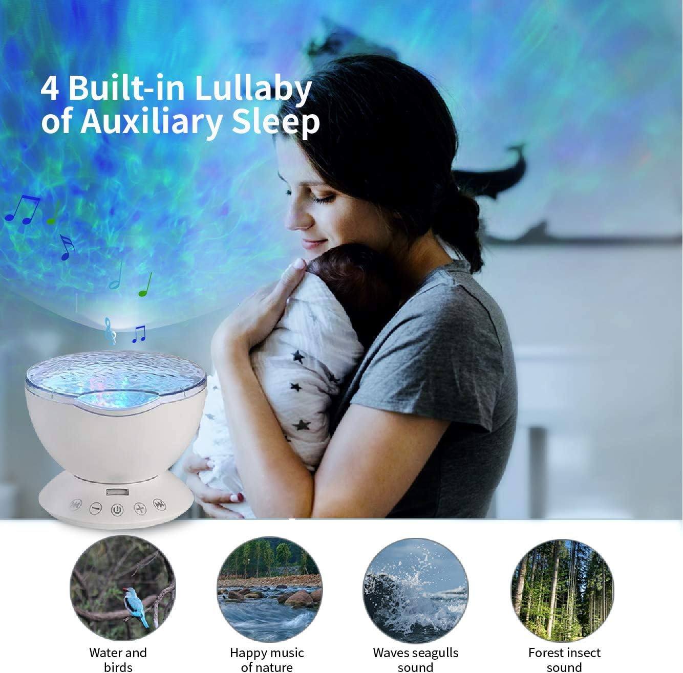 海洋海浪投影灯儿童卧室动态水波纹助眠小夜灯七彩浪漫氛围音响灯 - 图2