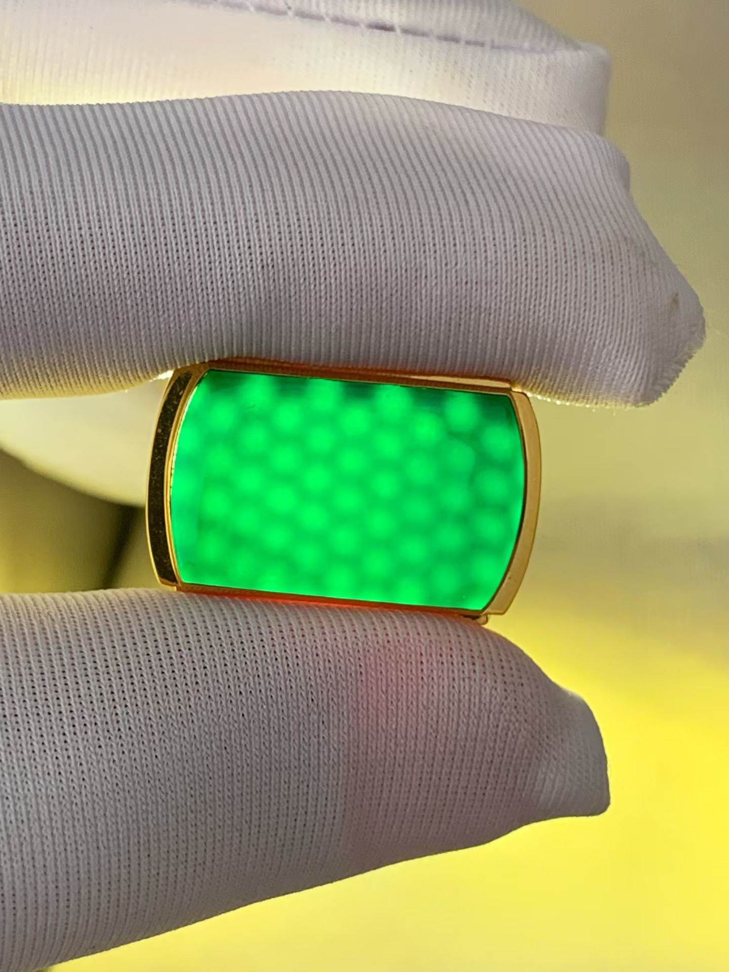 Natural Burmese jade a-grade ice type ink jade saddle square ring egg face ring 18k men's ring