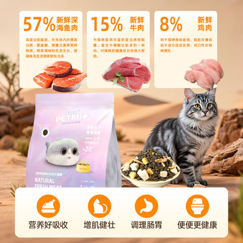 沛米科技猫粮20%+冻干鸡肉蛋黄磷虾无谷鲜肉全价低温冷压增肥发腮 - 图1
