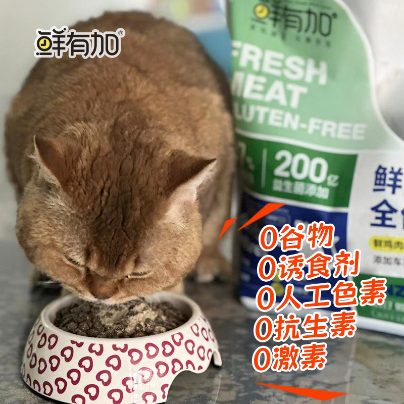 鲜有加无谷鲜肉猫粮冻干鸡肉松肉绒益生菌增肥发腮全价小颗粒低盐 - 图0