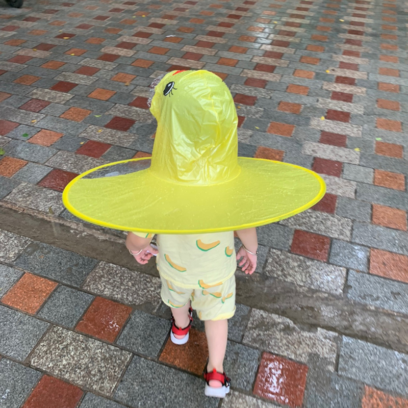 儿童网红神器飞碟雨衣帽女童小黄鸭斗篷式雨披宝宝雨具男孩幼儿园 - 图2