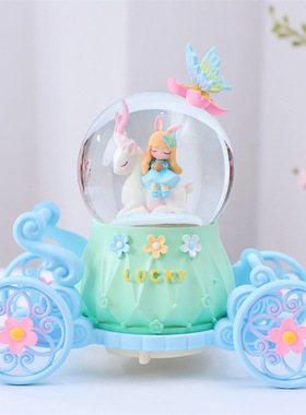 创意梦幻小鹿女孩飘雪水晶球音乐盒八音盒送闺蜜女孩走心生日礼物