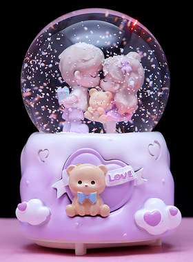 情人节甜蜜礼物水晶球音乐盒创意