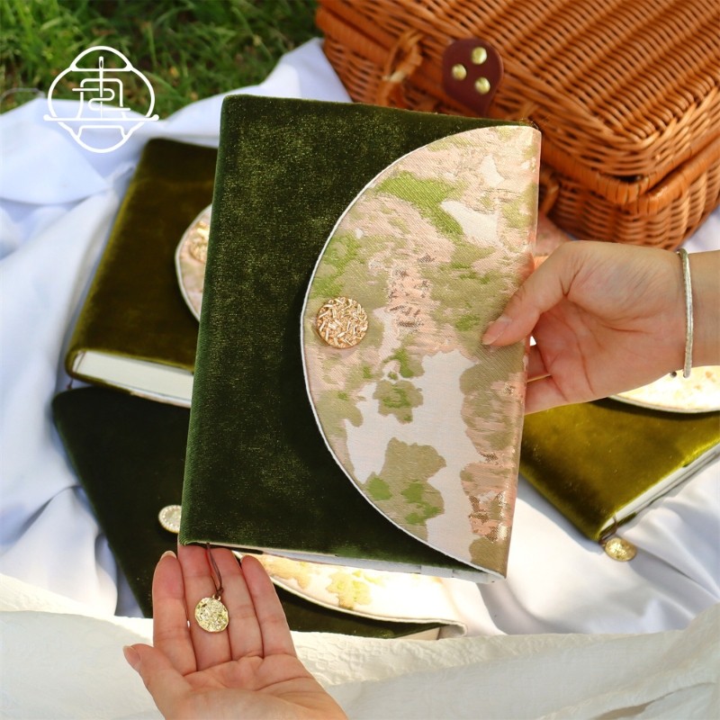 真我 浮光绿 原创丝绒手工布书衣A5A6手帐本手账记事本封套文创礼,淘宝优惠券,粉丝福利购,淘宝优惠卷