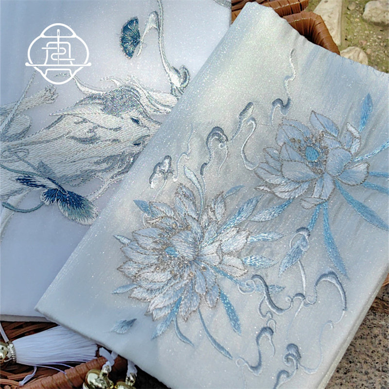 真我 昙花白狐 国风刺绣手工布书衣套装A5A6手帐本记事本封套文创,淘宝优惠券,粉丝福利购,淘宝优惠卷