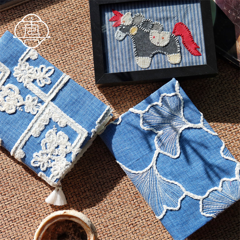 真我 花间银杏 文艺刺绣手账本手帐手工布书衣日记笔记本a5a6,淘宝优惠券,粉丝福利购,淘宝优惠卷