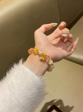 夜光琉璃手串双拼多色圈黄粉紫黑蓝水晶手链情侣款希洛