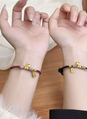 希洛阁足银手链希洛阁马上有钱小马手链S999足银马年本命年红绳