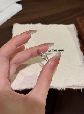 天然危料蓝水翡翠戒指开口可调节指环轻奢气质百搭