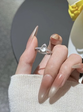 天然水晶戒指女款时尚百搭饰品潮流国风简约招财转运珠戒指合集