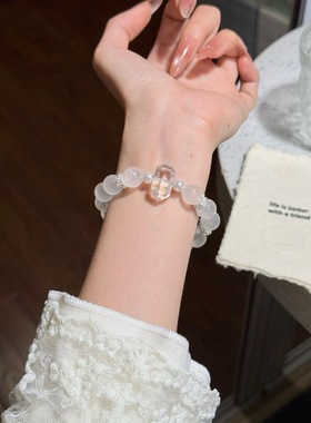 天然白水晶手链女款单圈小众招桃花转运珠闺蜜礼物送女友希洛阁