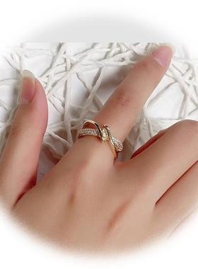 不掉色戒指轻奢冷淡风高级指环女时尚个性小众设计开口ins潮食指