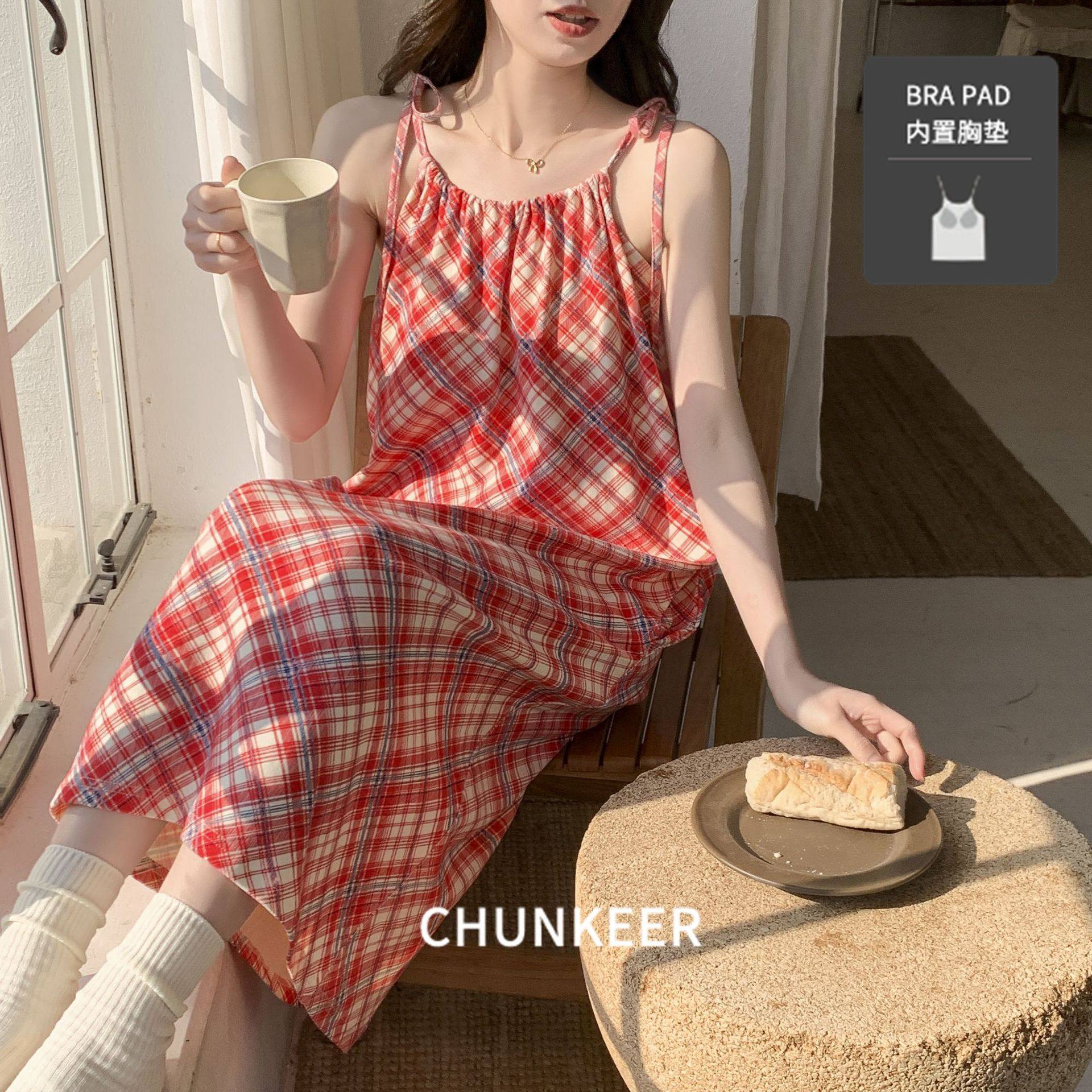 女孩子性感睡衣女学生纯欲露背国风印花吊带睡裙家居服宽松可外穿,淘宝优惠券,粉丝福利购,淘宝优惠卷