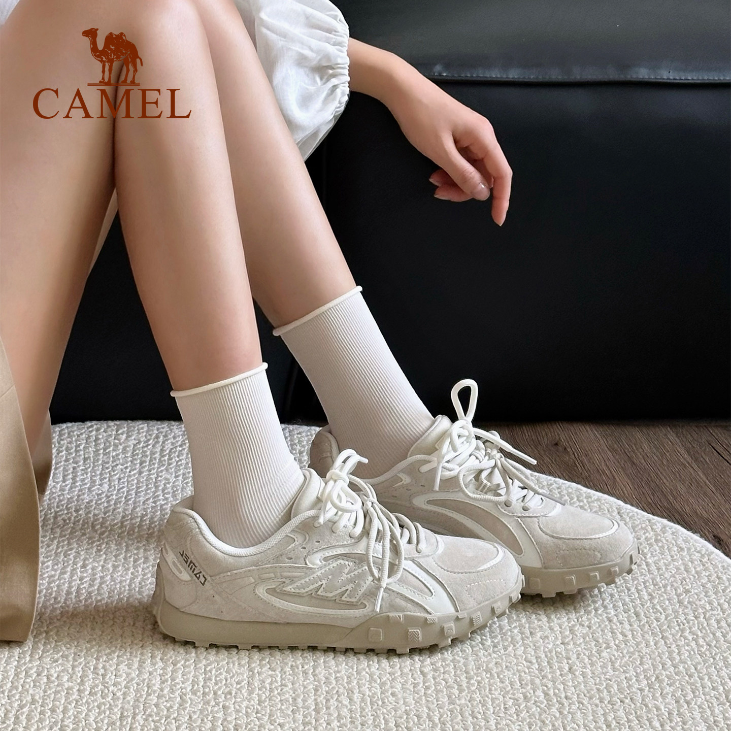 骆驼山川板鞋女2026春季新款百搭复古休闲鞋防滑舒适运动鞋德训鞋,淘宝优惠券,粉丝福利购,淘宝优惠卷