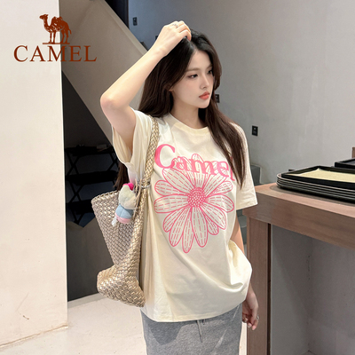 骆驼冰皮T神小雏菊T恤短袖2026夏季新款棉感宽松休闲韩系圆领上衣