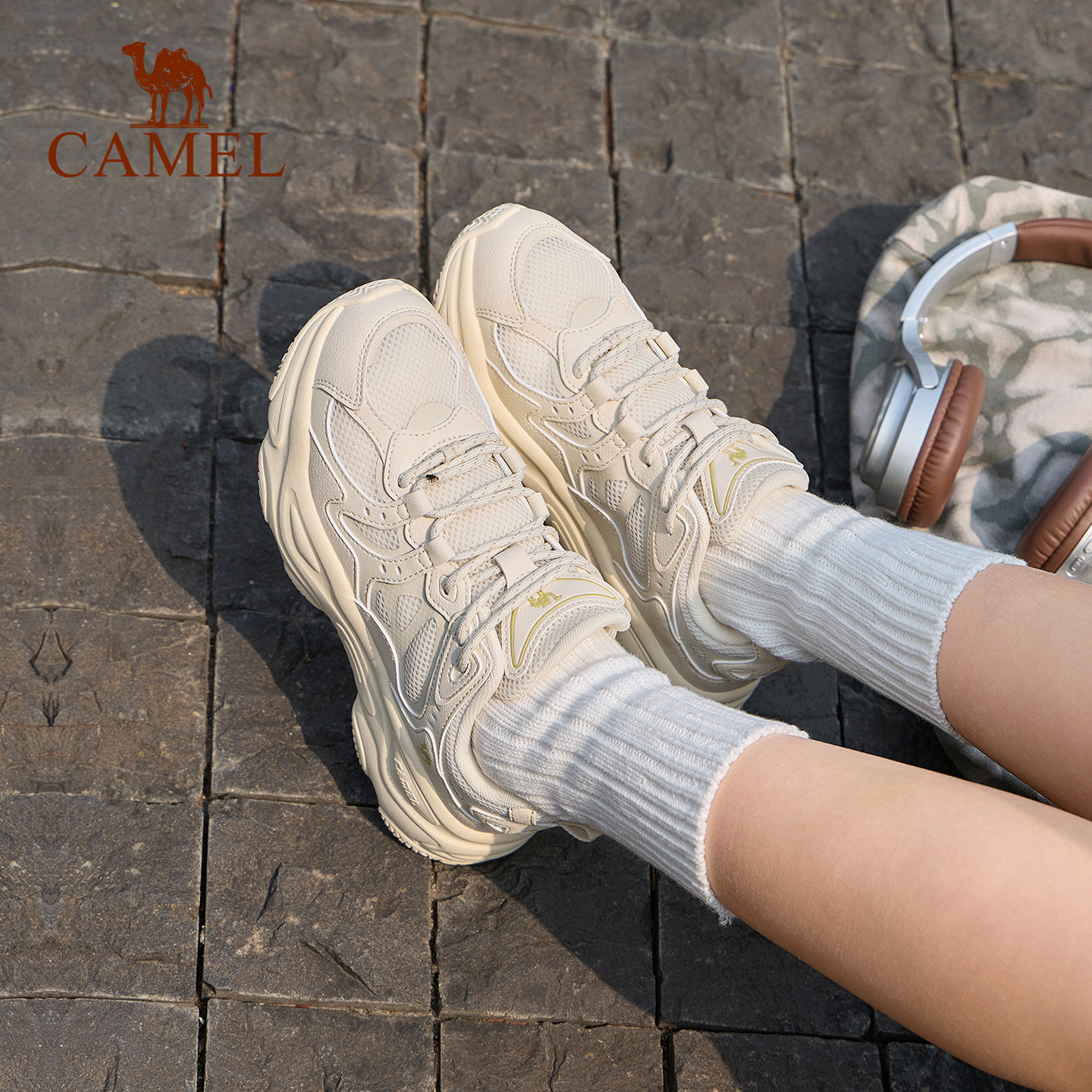 骆驼星火老爹鞋女鞋网面休闲鞋运动鞋厚底缓震百搭鞋子复古跑步鞋