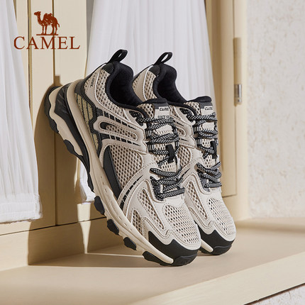 骆驼追光慢跑鞋男女网面透气防滑缓震徒步登山鞋复古休闲运动鞋