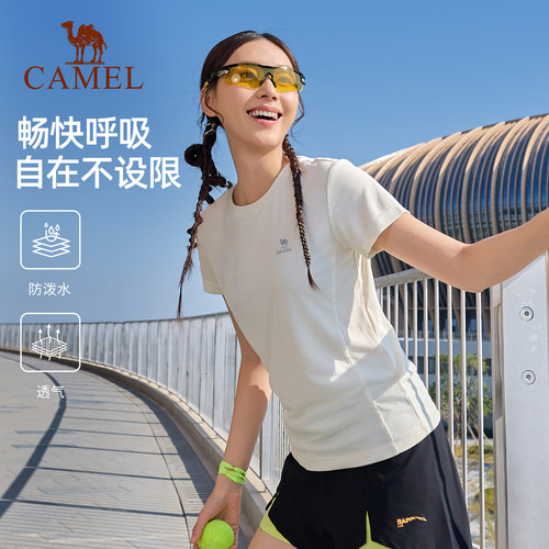 骆驼运动速干T恤短袖 春夏羽毛球户外跑步防晒登山健身瑜伽服上衣 - 图2