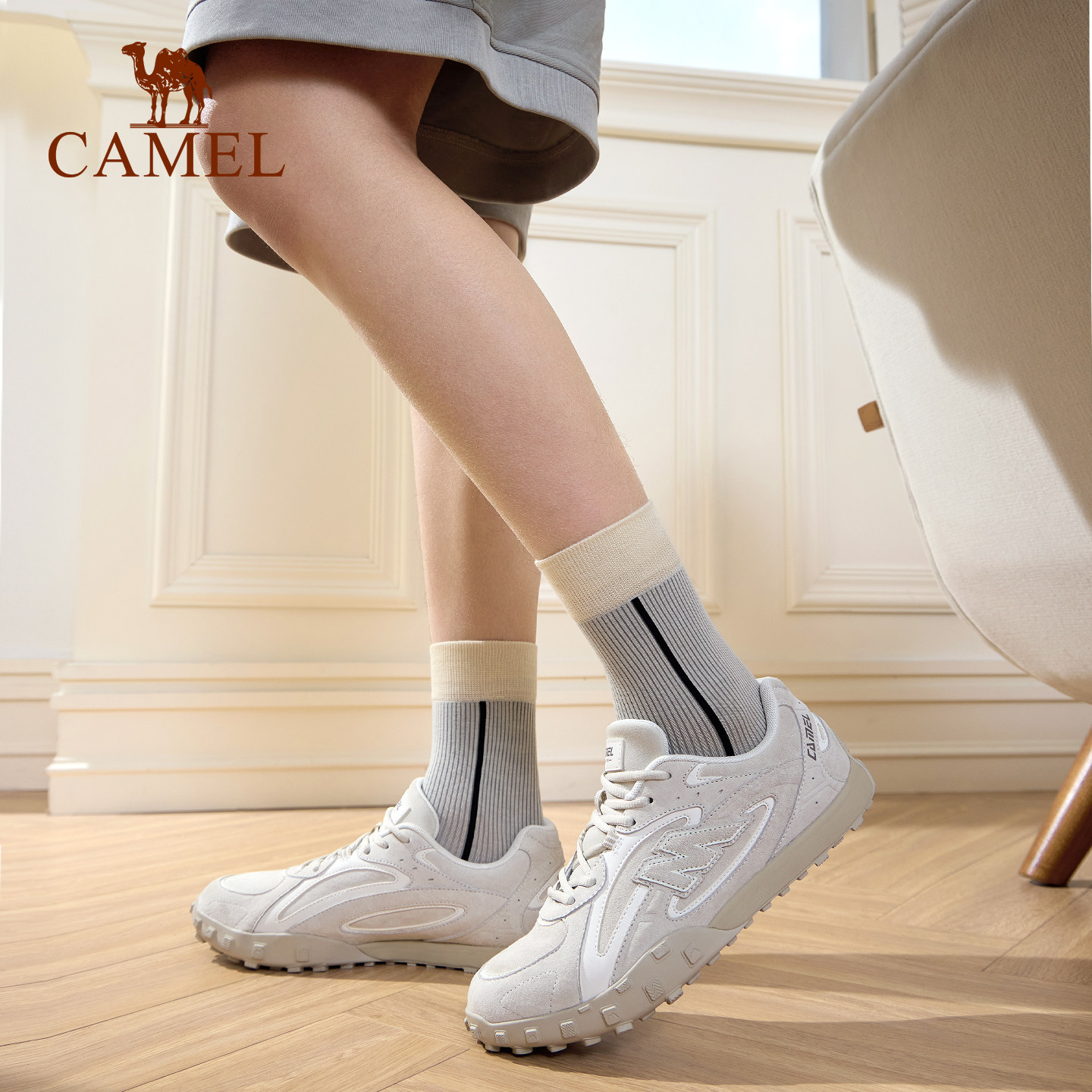 骆驼山川德训鞋男2026春季新款运动鞋低帮复古休闲防滑舒适板鞋,淘宝优惠券,粉丝福利购,淘宝优惠卷