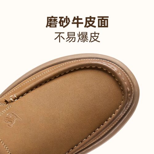 骆驼男鞋2025秋季新款舒适经典复古套脚乐福鞋男士商务休闲皮鞋 - 图1