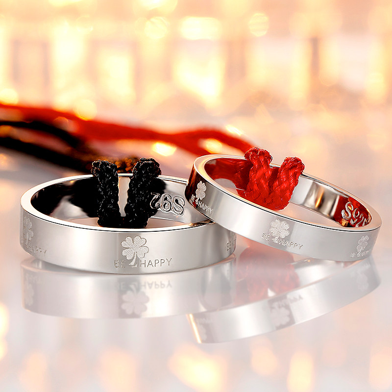 四叶草一对时尚简约男女情侣戒指 瑞诺影尔夕戒指/指环