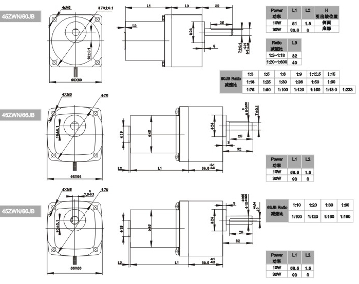 12V 24V60mm直流无刷减速电机40W 圆机身方减速器 无刷电动机马达 - 图2