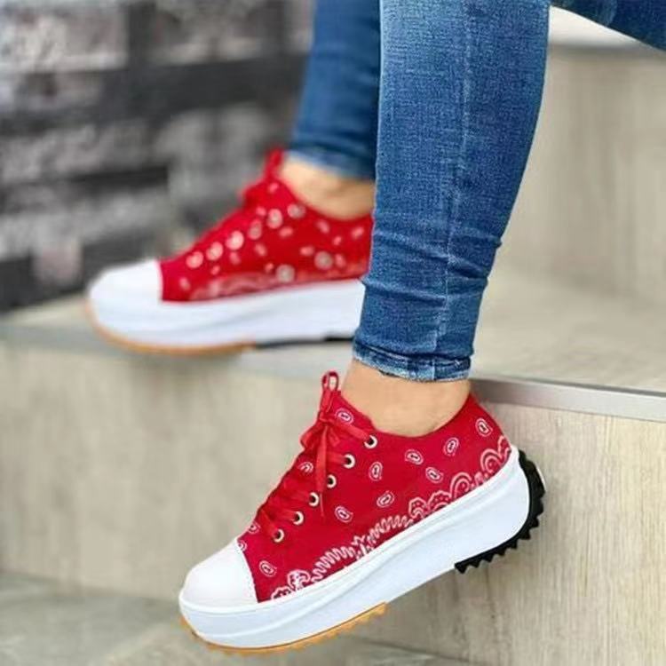 厚底帆布松糕底大码43女单鞋 women platform shoes Canvas shoes-图2