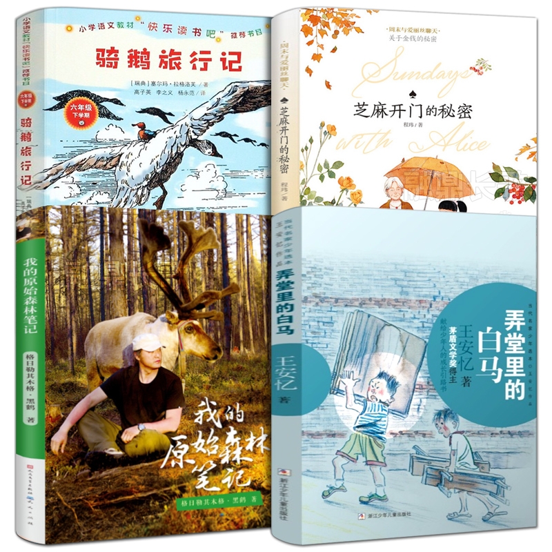 百班千人阅读第41期六年级全套4册6五年级基础共读和自读书目弄堂里的白马骑鹅旅行记我的原始森林笔记芝麻开门的秘密小学生课外书-图0