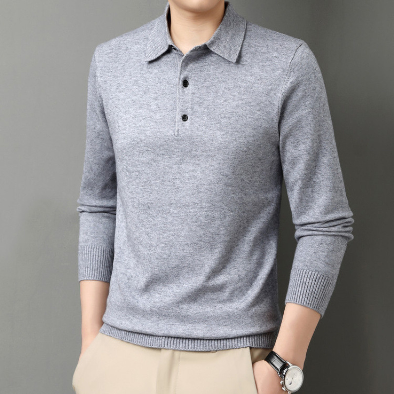 红色爸爸装翻领毛衣加厚男士保暖衣中老年人打底针织衫2025秋冬款 - 图3