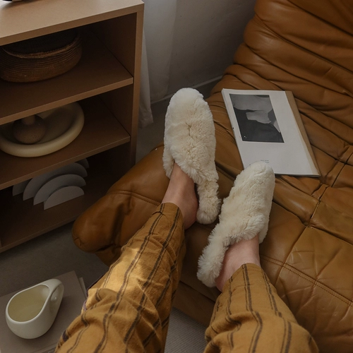 NiceOne Rabbit Hair Slippers Homeskin Bao Toutou Теплый и модный, модный плюшевый половинный крытый не -кекид хлопковые тапочки