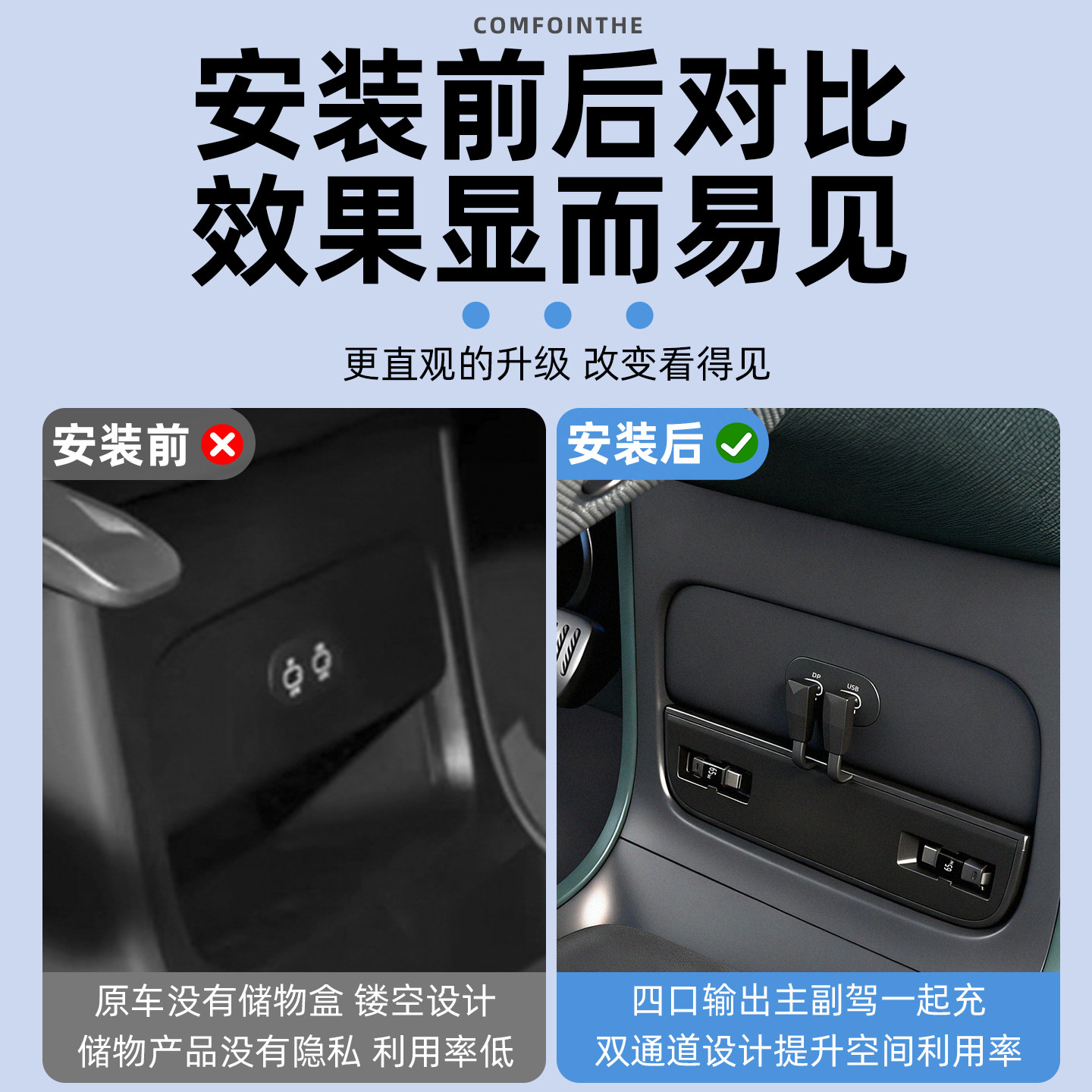 适用于小米YU7中控下拓展坞车载快充点烟器转换USB-TypeC扩展配件,淘宝优惠券,粉丝福利购,淘宝优惠卷