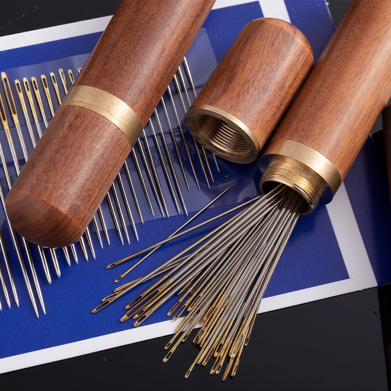 缝衣服手缝针家用老人用大孔钢针免穿手工针缝被子针穿线针盒 - 图0