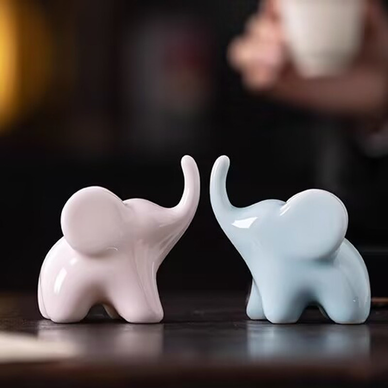 可爱小象茶宠摆件陶瓷茶具配件茶桌装饰品吉象笔架茶盘礼品小礼物,淘宝优惠券,粉丝福利购,淘宝优惠卷