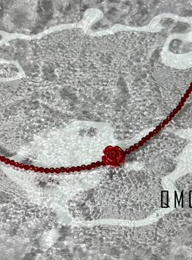 S925纯银红色尖晶石串珠项链